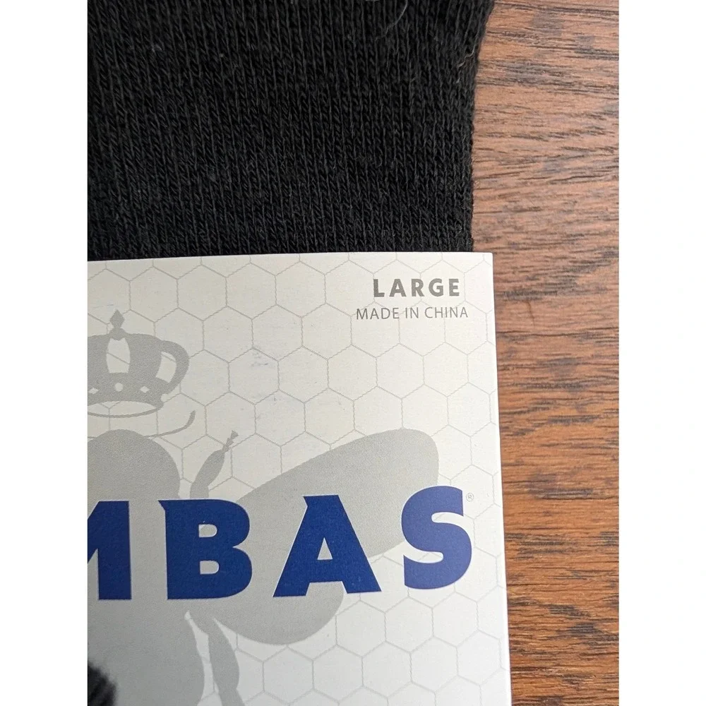 Bombas Crew Socks Mens Large Black New 3 Pair Pack Honeycomb Arch Support Logo